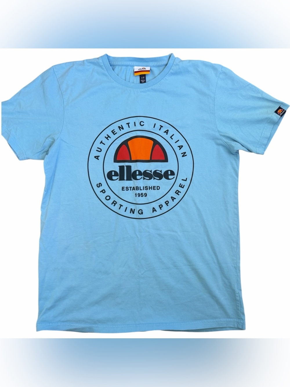Ellesse Light Blue Short Sleeve Logo Tee with Orange Accent
